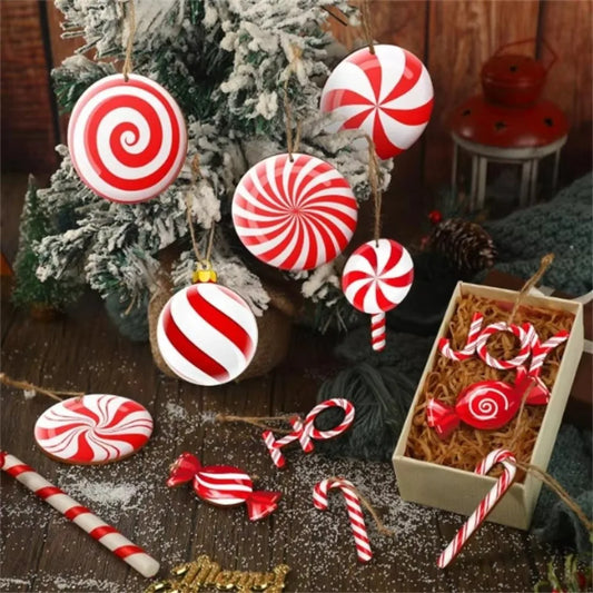 Wooden Candy Cane Christmas Ornaments 12/24 Pcs | DIY Hanging Christmas Tree Ornaments Oasis Select