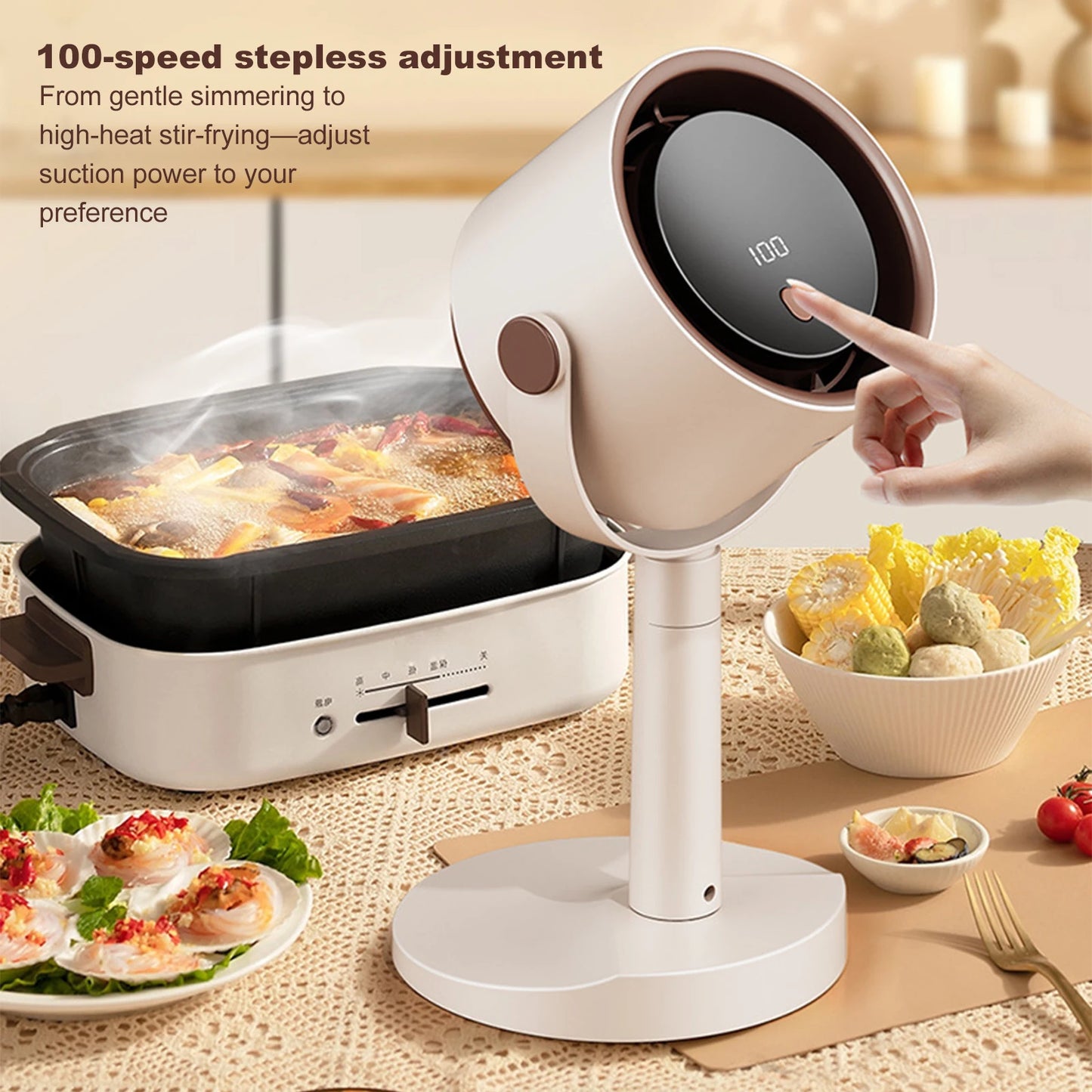 Kitchen Exhaust Fan USB Rechargeable Compact Desktop Exhaust Fan Small Kitchen Hood Extractor for Apartments Dorm RV Indoor BBQ Peaceful Pleasures Health and Wellness