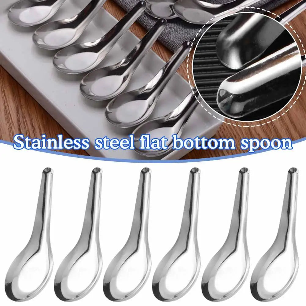 12pcs Large Polished Capacity Steel Spoon Set Peaceful Pleasures Health and Wellness