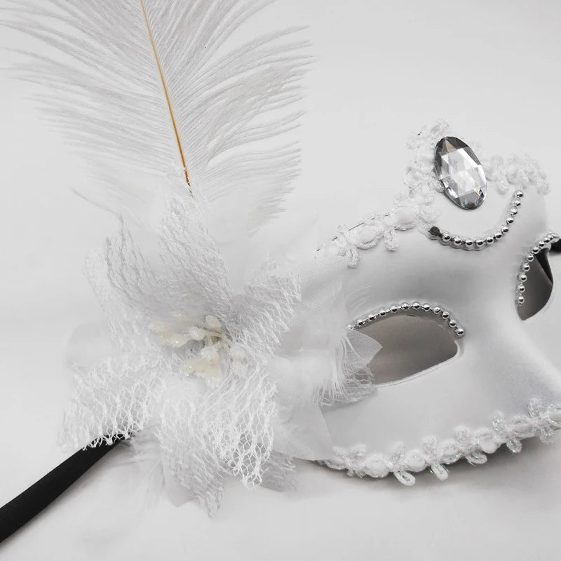 Venetian Feather Masquerade Mask for Women | Half Face