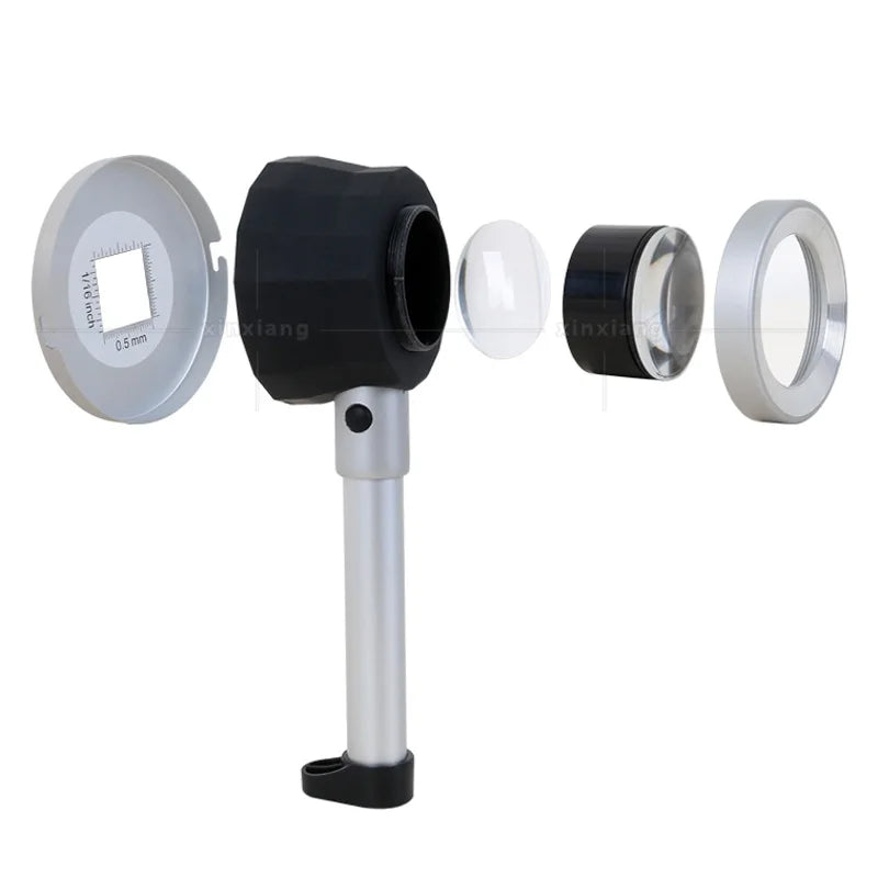 Handheld Magnifier 10X All Metal with 3 Lamps, Measuring Scale, Magnifying Glass, Textile Fabric Illuminating Mirror Peaceful Pleasures Health and Wellness