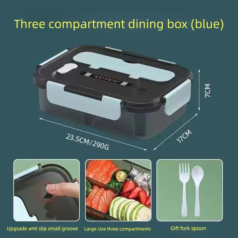 Transparent Lunch Box for Kids Food Storage Container with Lids Leak-Proof Microwave Food Warmer Snacks Bento Box Japanese Style Peaceful Pleasures Health and Wellness High quality blue 1500ML