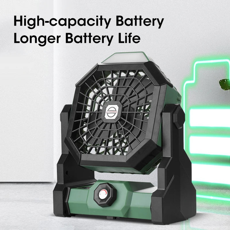 10000mAh Pro High Capacity Portable Rechargeable Fan with LED Light and Hook for Desk Camping Outdoor Tent Car Trip Peaceful Pleasures Health and Wellness