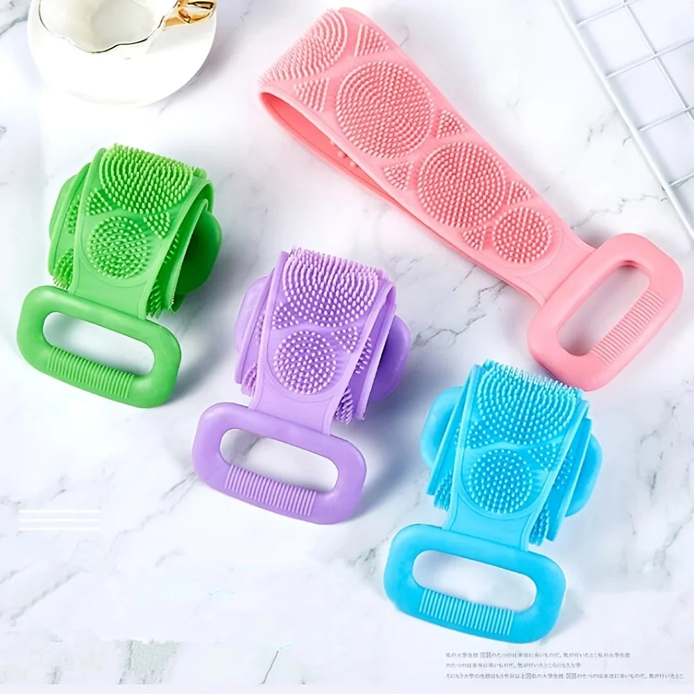 Silicone Body Scrubber Back Exfoliating Bath Brush Belt