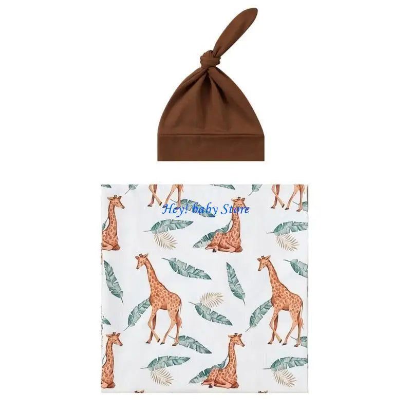 Bamboo Newborn Swaddle Blanket & Turban Hat Set | 25 Colors
