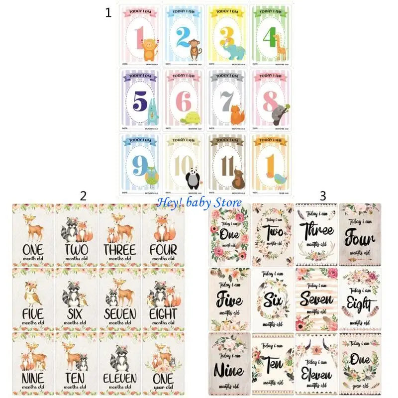 12-Piece Baby Monthly Milestone Cards – Newborn Photo Props