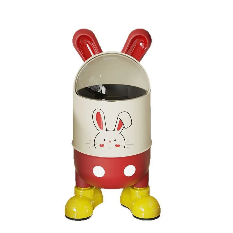 Cute Rabbit-Ear Lid Trash Can, Large Capacity Covered Waste Bin for Living Room & Bedroom - Multi-Functional Storage Basket Peaceful Pleasures Health and Wellness