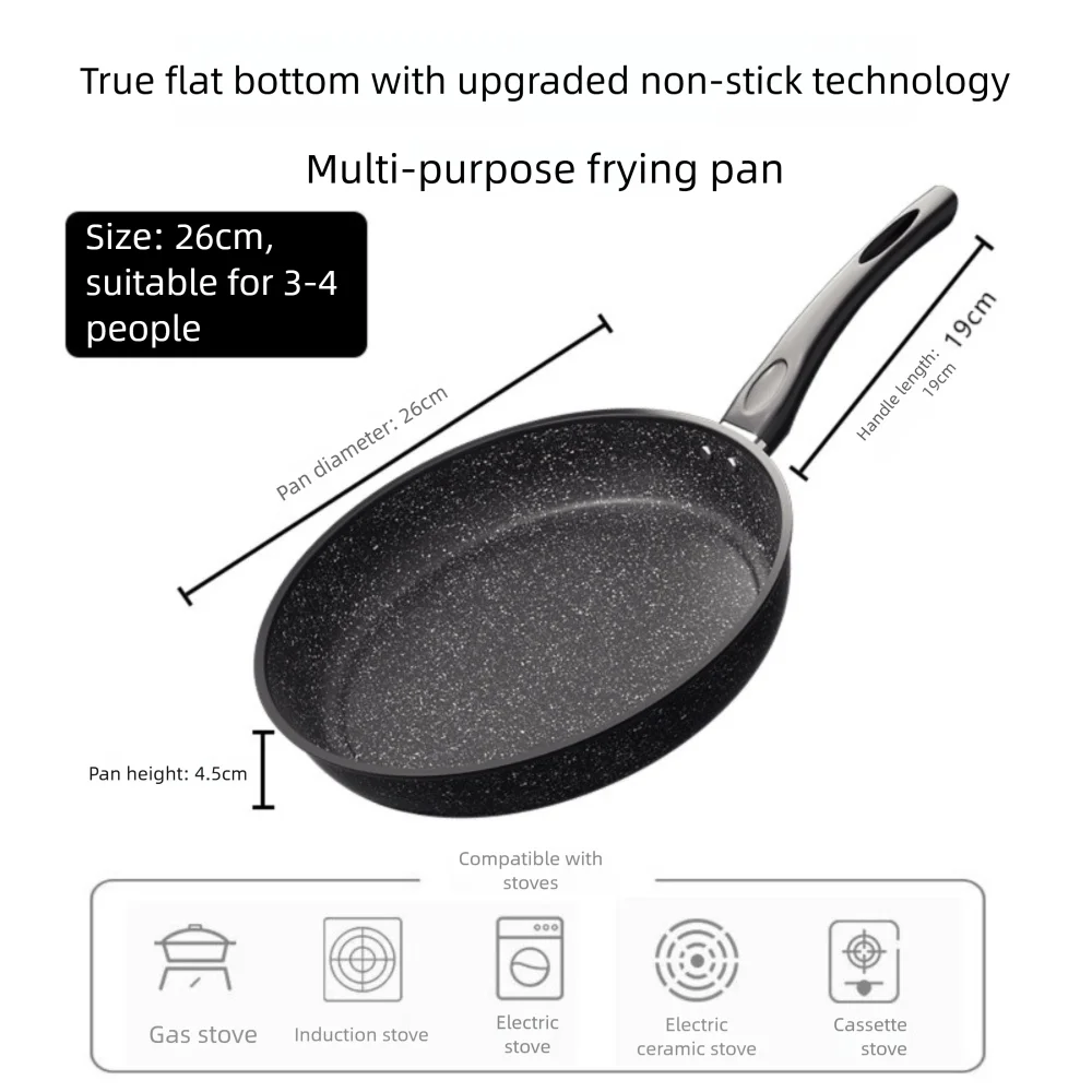 Stone Nonstick Frying Pan with Glass Lid | 22–28 cm Skillet