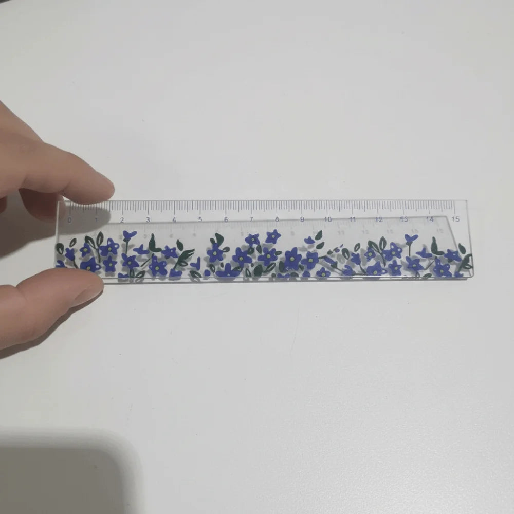 Creative Multifunction 15cm Straight Ruler Double-duty Acrylic Math Drawing Ruler Tulip Transparent Flower Bookmark Student Peaceful Pleasures Health and Wellness A