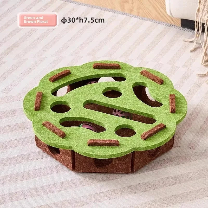 Cat Puzzle Toy Felt Box with Ball | Indoor Cat Exercise Toy