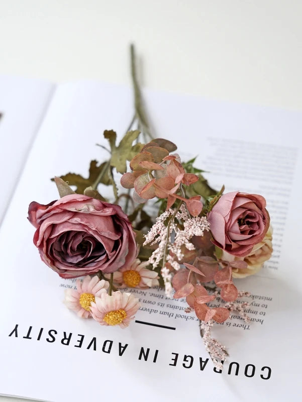 Silk Rose & Sunflower Artificial Bouquet | Wedding & Home Décor