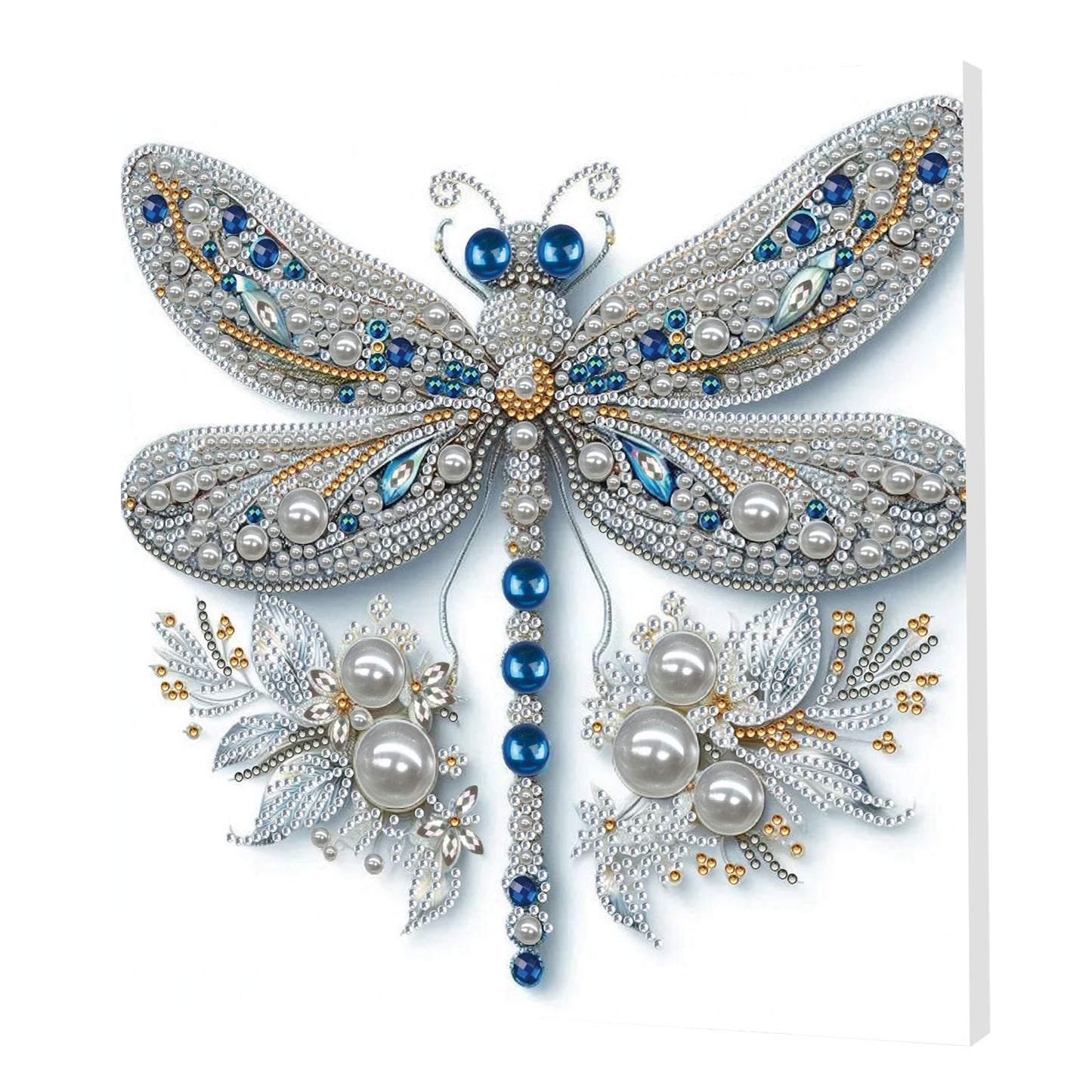 Pearl Gem Diamond Art Painting Kit with Frame 9.84x9.84in DIY Art Craft Pearl Diamond Painting for Adults Home Wall Decor Peaceful Pleasures Health and Wellness Dragonfly