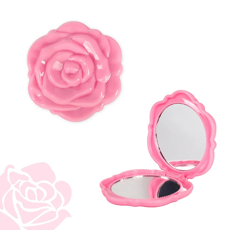 Retro Rose Double-Sided Folding Pocket Compact Mirror
