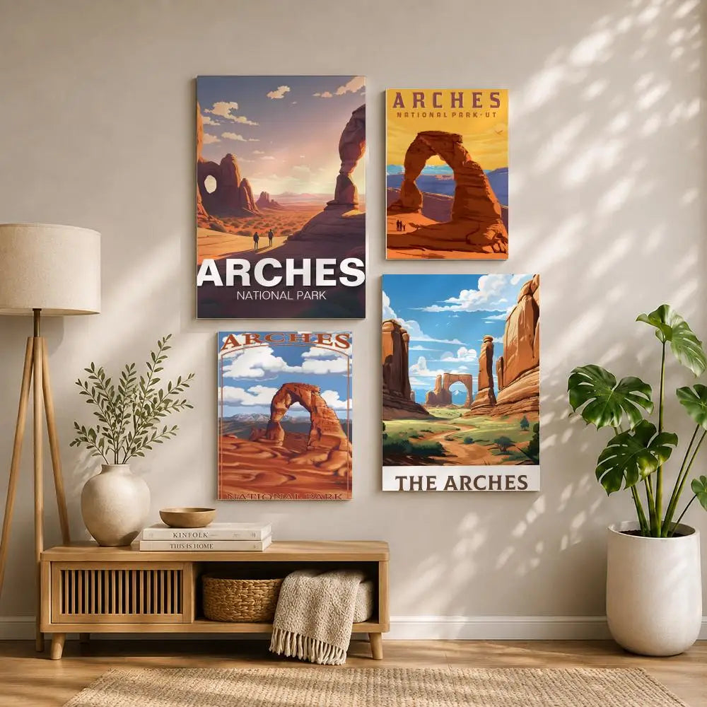 Scenery A-Arches National ParkS Poster HD Self Adhesive Waterproof Wall Art Ideal for Home Office Dorm Bedroom Great Gift Peaceful Pleasures Health and Wellness