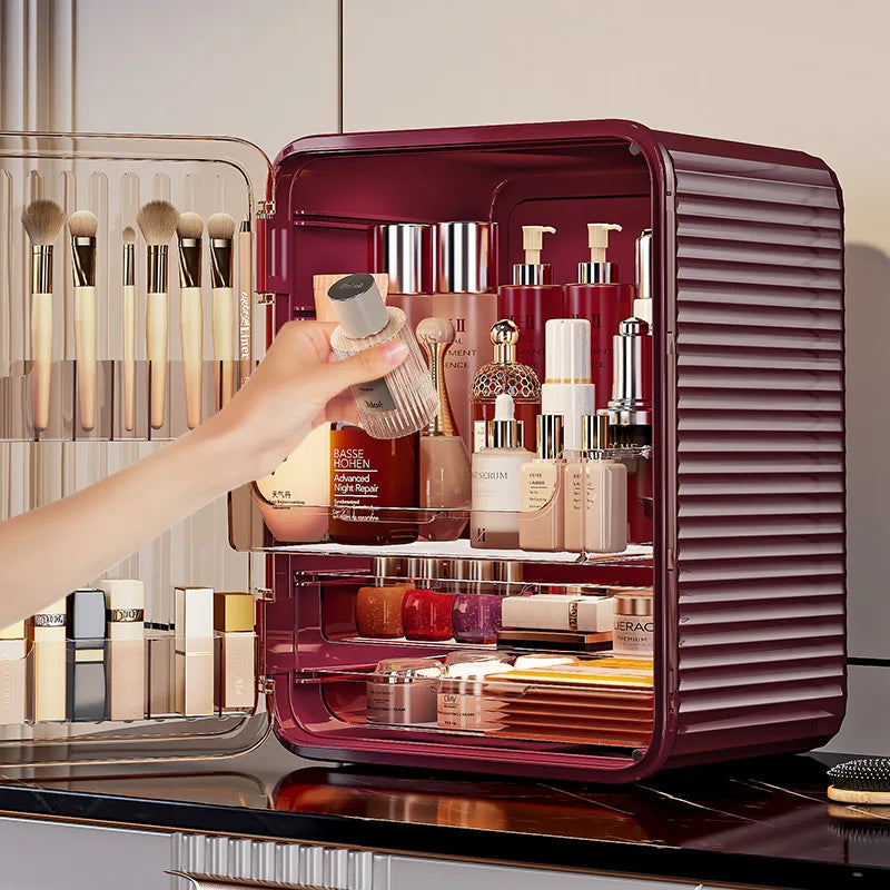 Luxury Cosmetic Organizer Box - Clear Dustproof Makeup Storage with Large Capacity for Dorm Desktop & Vanity Table Organization Peaceful Pleasures Health and Wellness