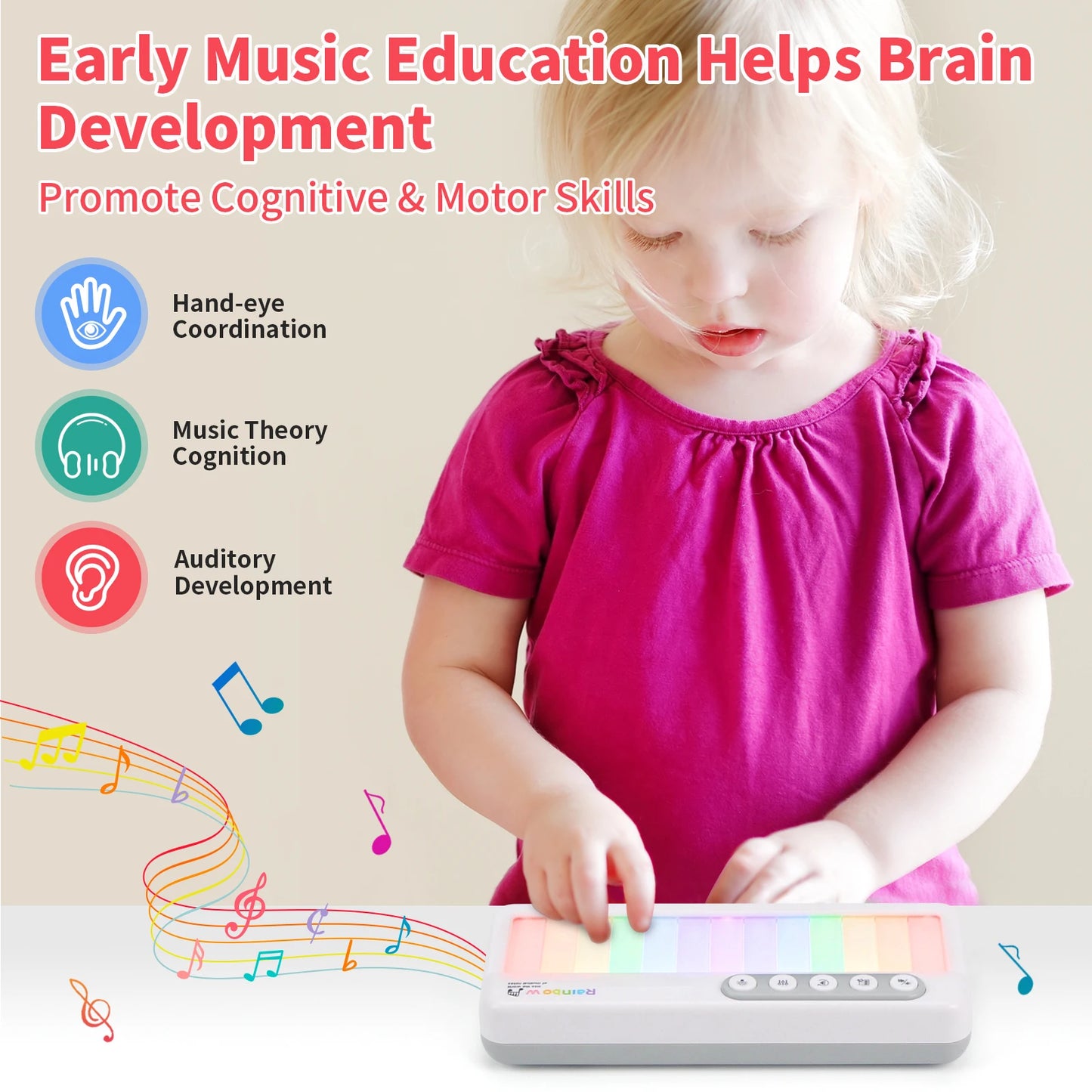 Rainbow Flashing Piano Toys Electronic Music 5 Instruments 13 Melody
