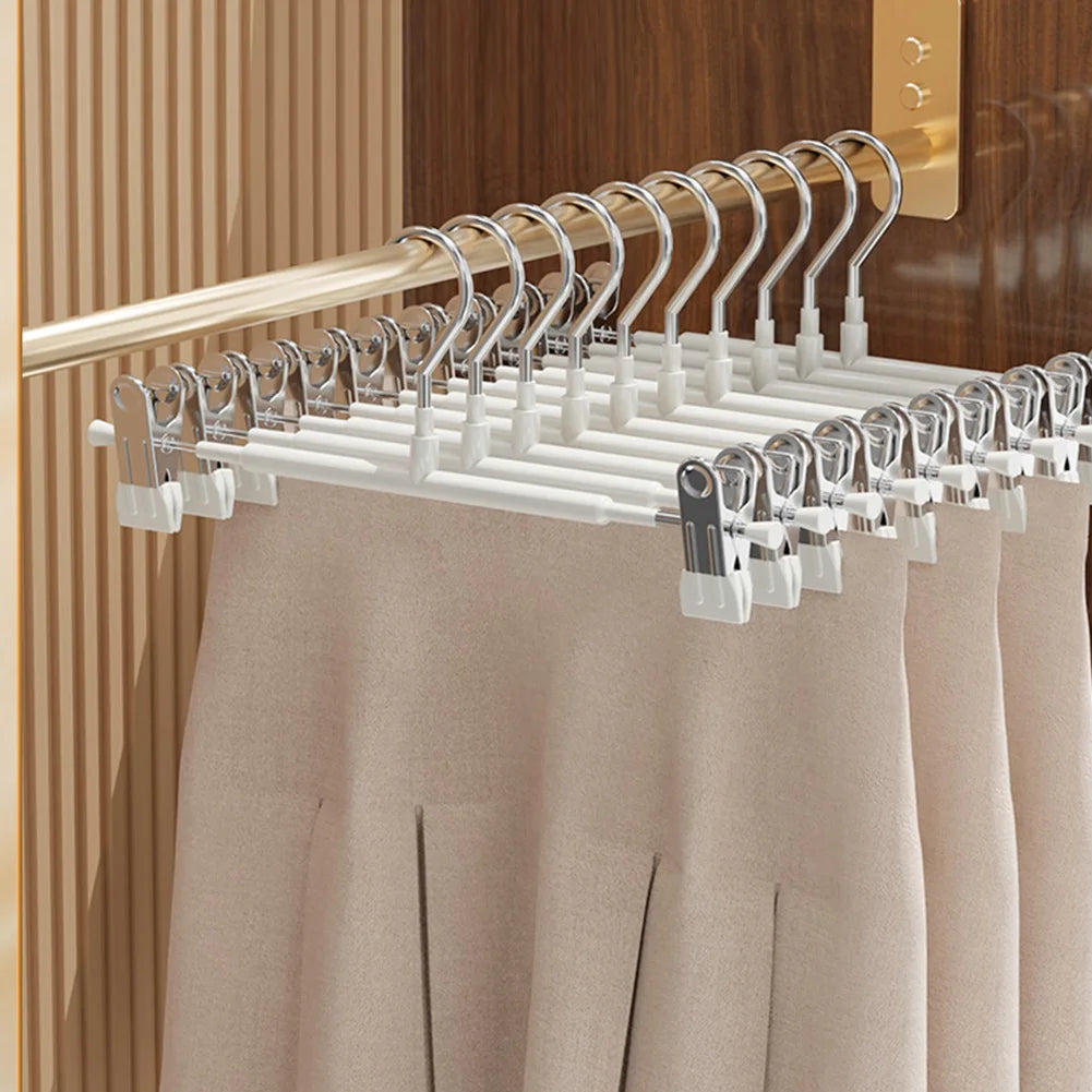 10-Pack Adjustable Clip Pants & Skirt Hangers | Non-Slip Steel