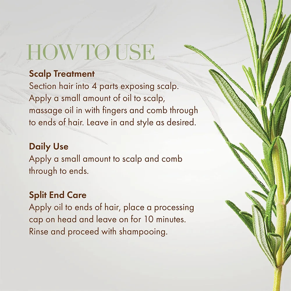 Rosemary Mint Hair Growth Oil Preventing Hair Dryness Split Moisturizing Gentle Nourishing Soft Glossy Organics Hair Care Oil Peaceful Pleasures Health and Wellness