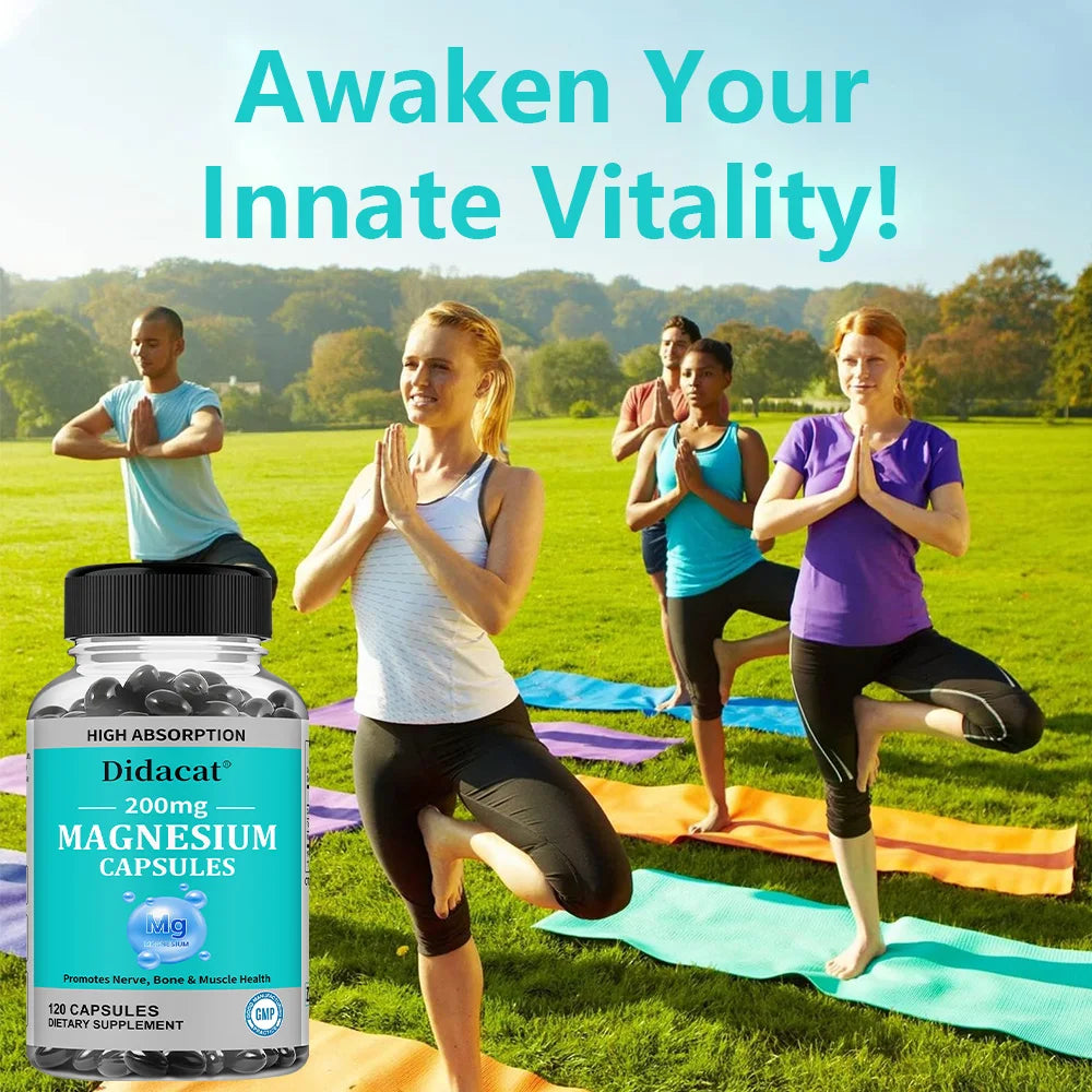 Magnesium Citrate Capsules, Mineral Daily Nutritional Supplement Supports Muscle Nerve Bone Cardiovascular & Night Rest Wellness Peaceful Pleasures Health and Wellness