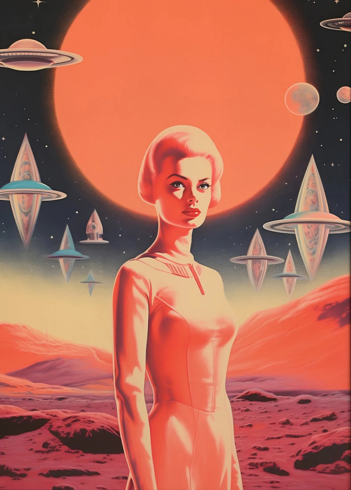 UFO Alien Cow Abduction Canvas Print | Retro Sci-Fi Wall Art Canvas Wall Art Print Peaceful Pleasures Health and Wellness 2 30x40cm Unframed