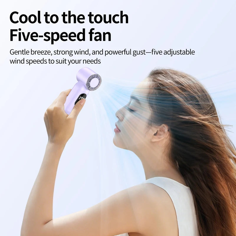 Lenovo Mini Pocket Fan USB Charging Digital Display Outdoor Quiet Operation Portable High Speed Turbo Small Fan For Office Peaceful Pleasures Health and Wellness