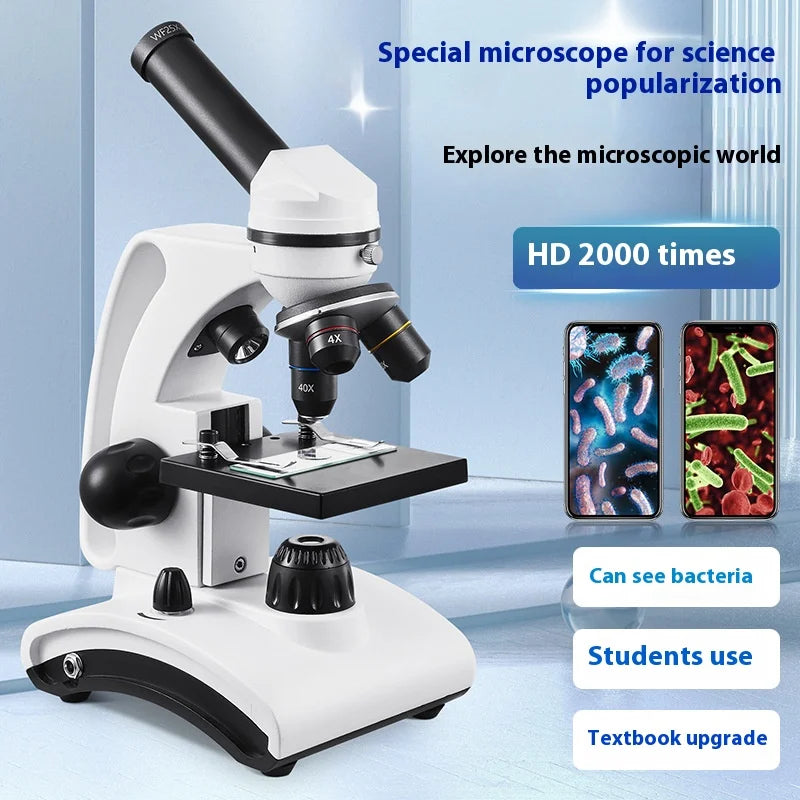 Monocular Microscope Full Optical Hd 2000X Children's Biology Science Popularization Microscope Peaceful Pleasures Health and Wellness