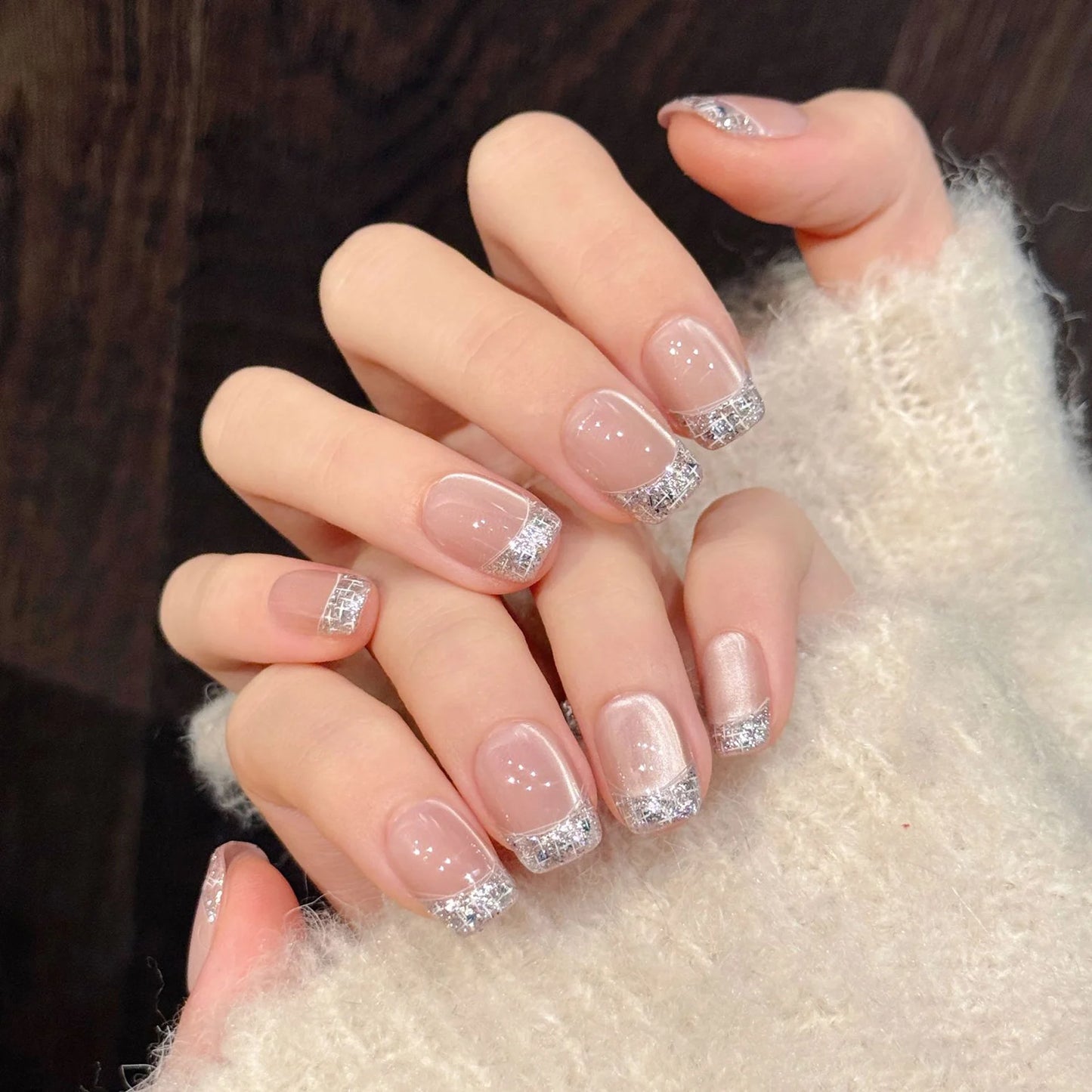 10pcs French Press On Nails | Cat's Eye Diamond Design