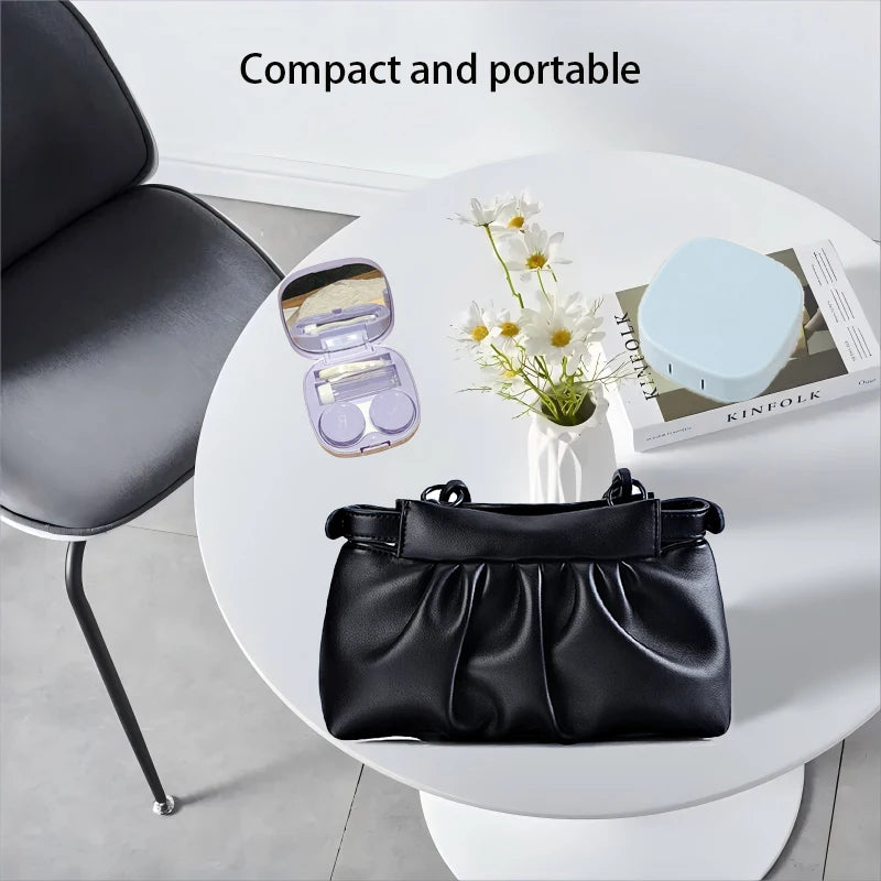 Simple macaroon contact lens box Cosmetic Contact Lenses box portable compact high value storage box, practical and simple Peaceful Pleasures Health and Wellness