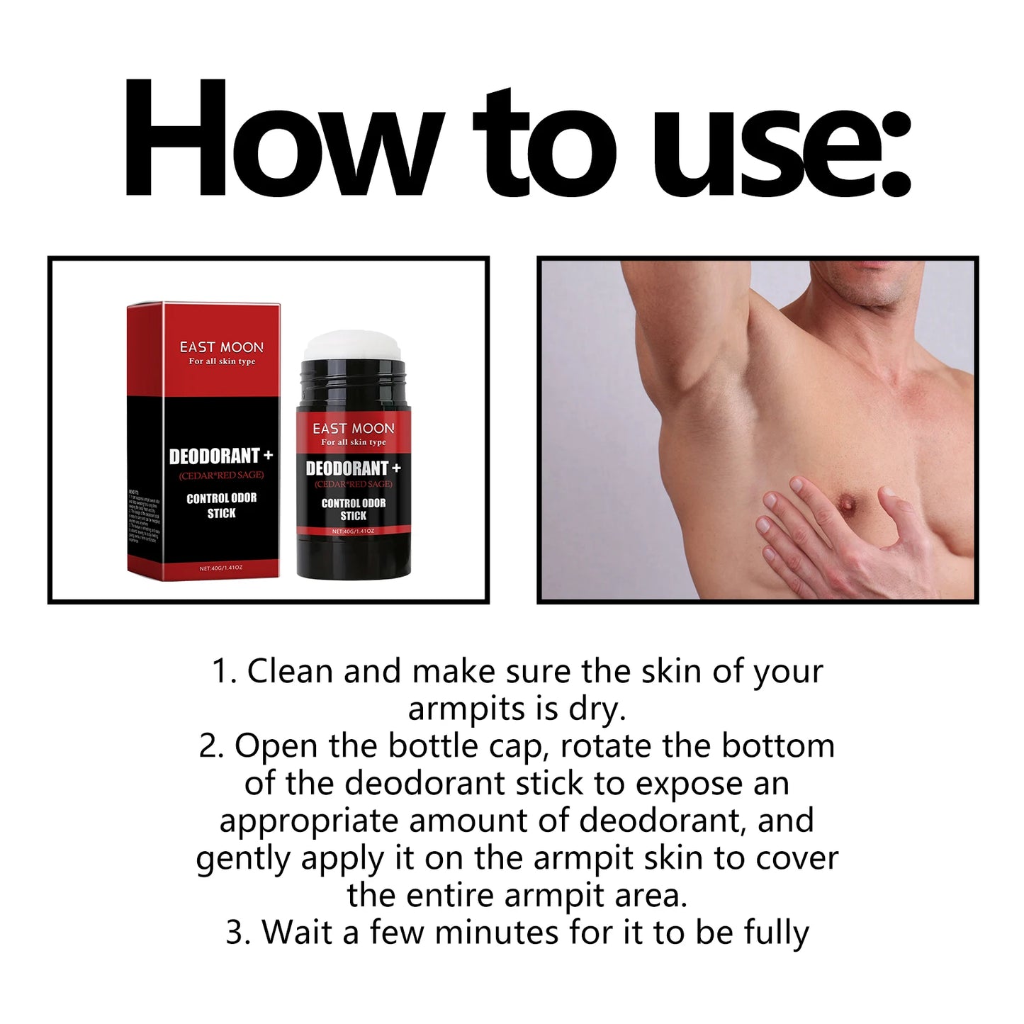 East Moon Armpit Deodorant Stick – Anti-Sweat Odor Remover 40g