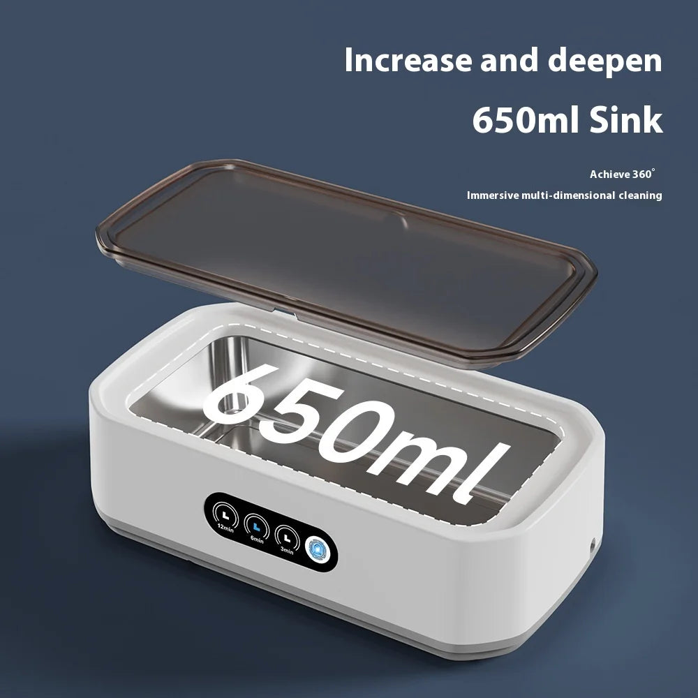 Ultrasonic Cleaner Machine Eyeglass 650ml Mini High-frequency Vibration Cleaning For Glasses Jewelry Denture Pacifier Peaceful Pleasures Health and Wellness