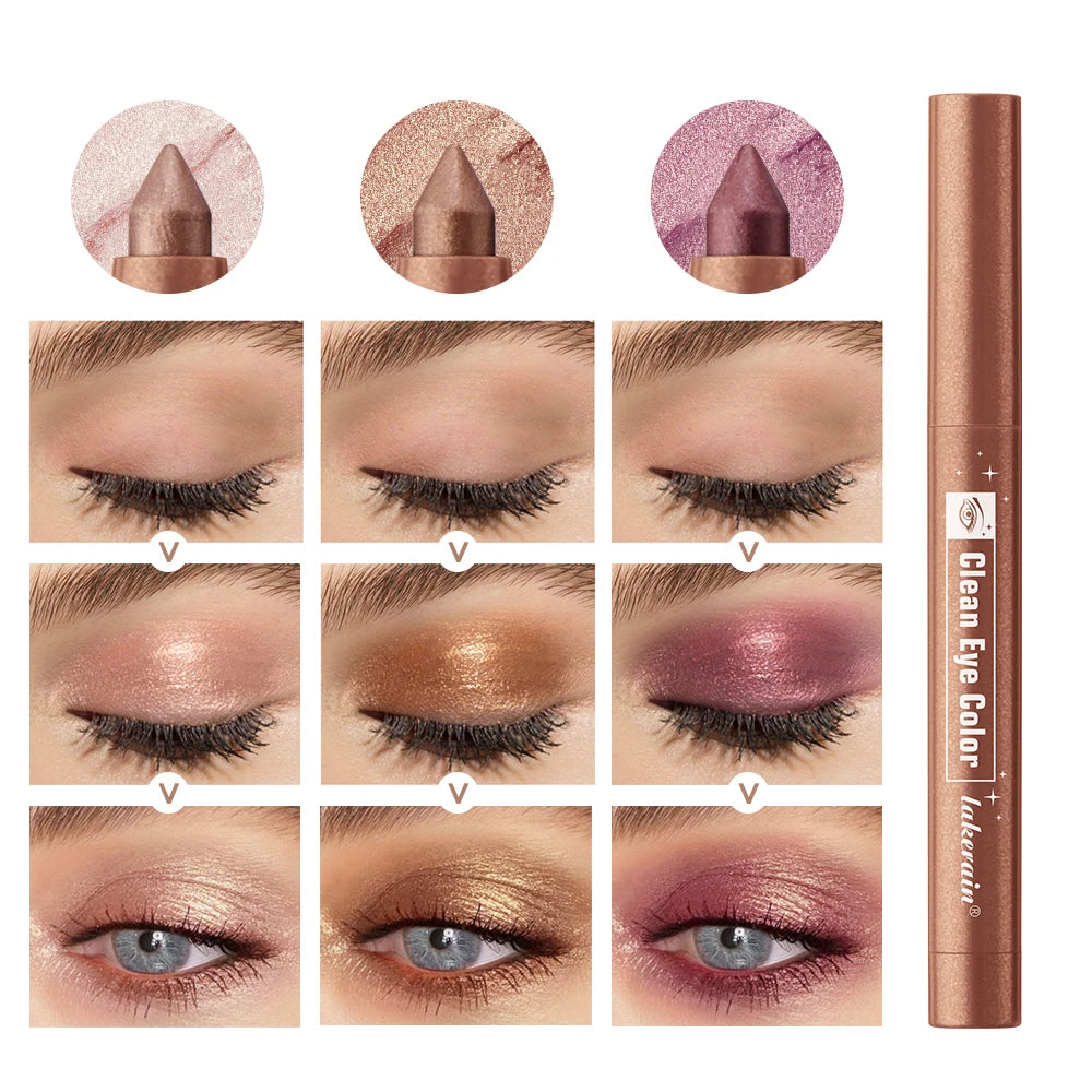 12Colors Metallic Eyeshadow Pencil Glitter Silkworm Liner Pen Highlighter Long Lasting Gold Blue Cream Eye Shadow Stick Makeup Peaceful Pleasures Health and Wellness