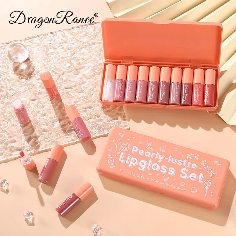 Dragon Ranee 10-Pc Pearlescent Lip Gloss Set – Waterproof