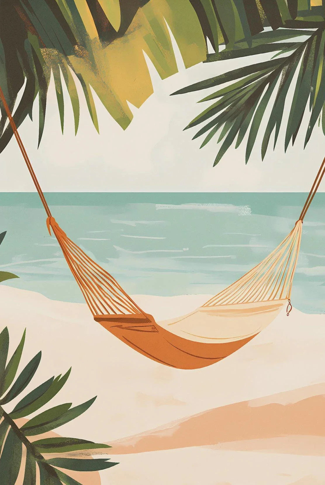 (1pc frameless)Summer Coastal Town Palm Tree Beach Dolphin Sailboat Tropical Fruit Cartoon Poster Canvas Paintings Wall Art P Peaceful Pleasures Health and Wellness