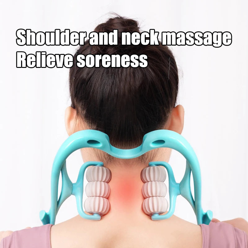 Cervical Neck Massager, Manual Neck Clamp Multifunctional Kneading Roller 6-Ball Shoulder And Neck Relaxation Massager Peaceful Pleasures Health and Wellness