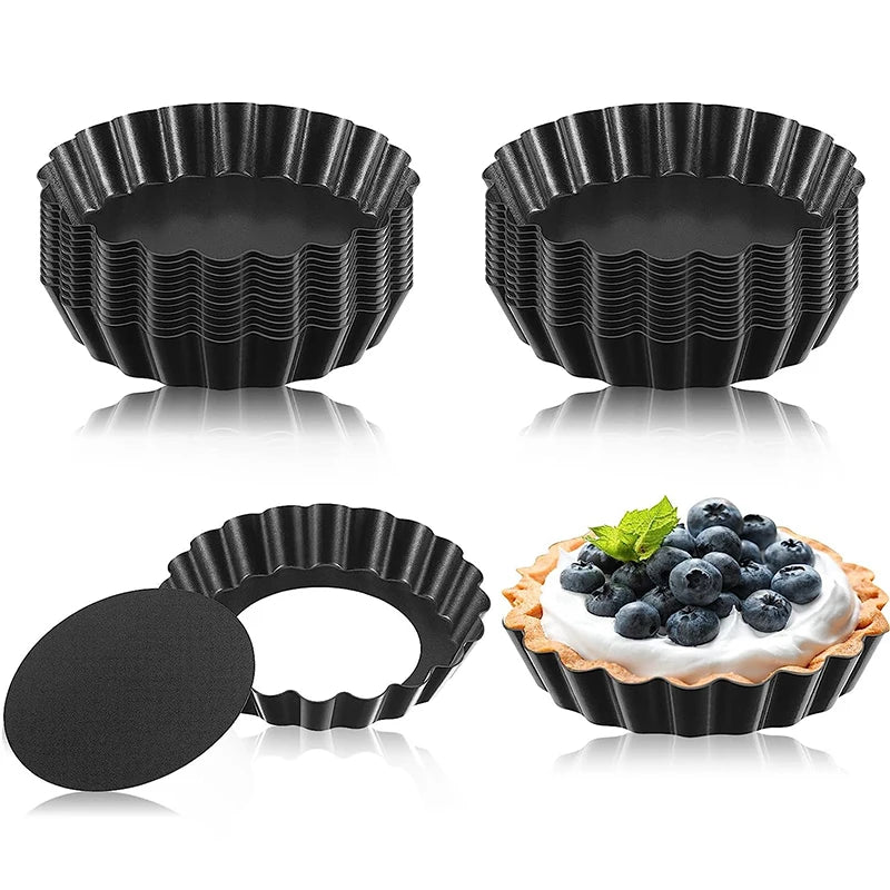 Mini Tart Pans with Removable Bottom – Non-Stick Carbon Steel Egg Tart Molds (4/6/8/10 Pack) Peaceful Pleasures Health and Wellness 8 Pcs