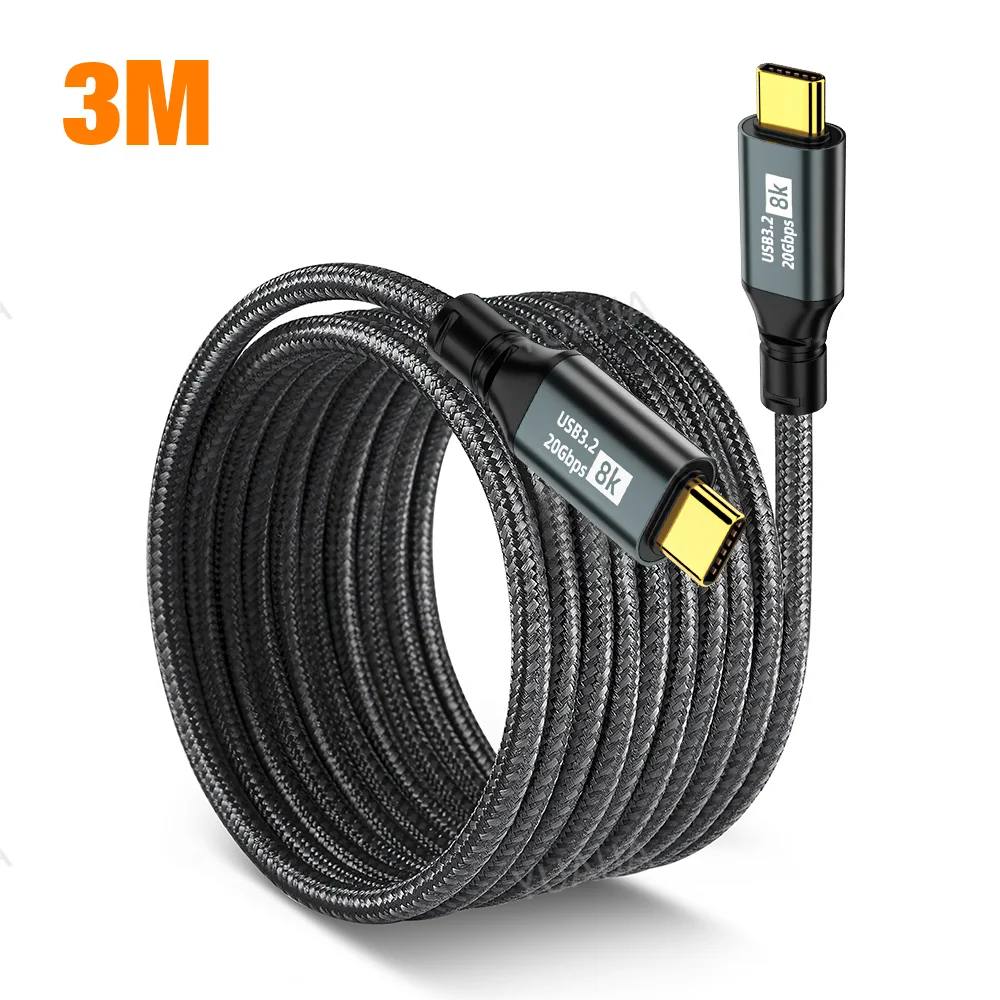 USB-C to USB-C Cable 100W PD 20Gbps 8K Nylon Braided