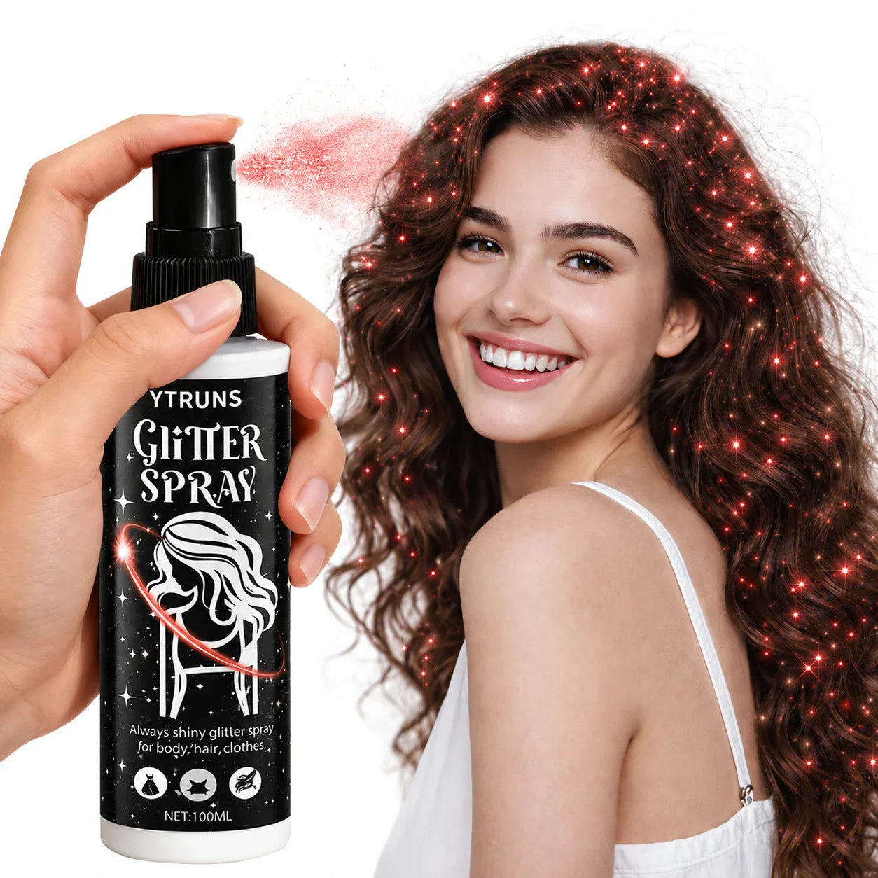 Red Glitter Spray 100ml – Shimmer Mist for Hair, Body & Clothes