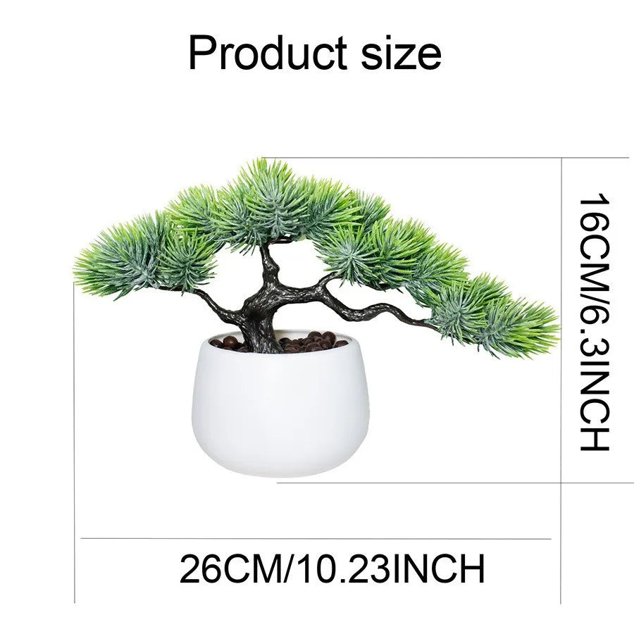 Artificial Bonsai Plant Pot | Fake Foliage Desktop Home Decor