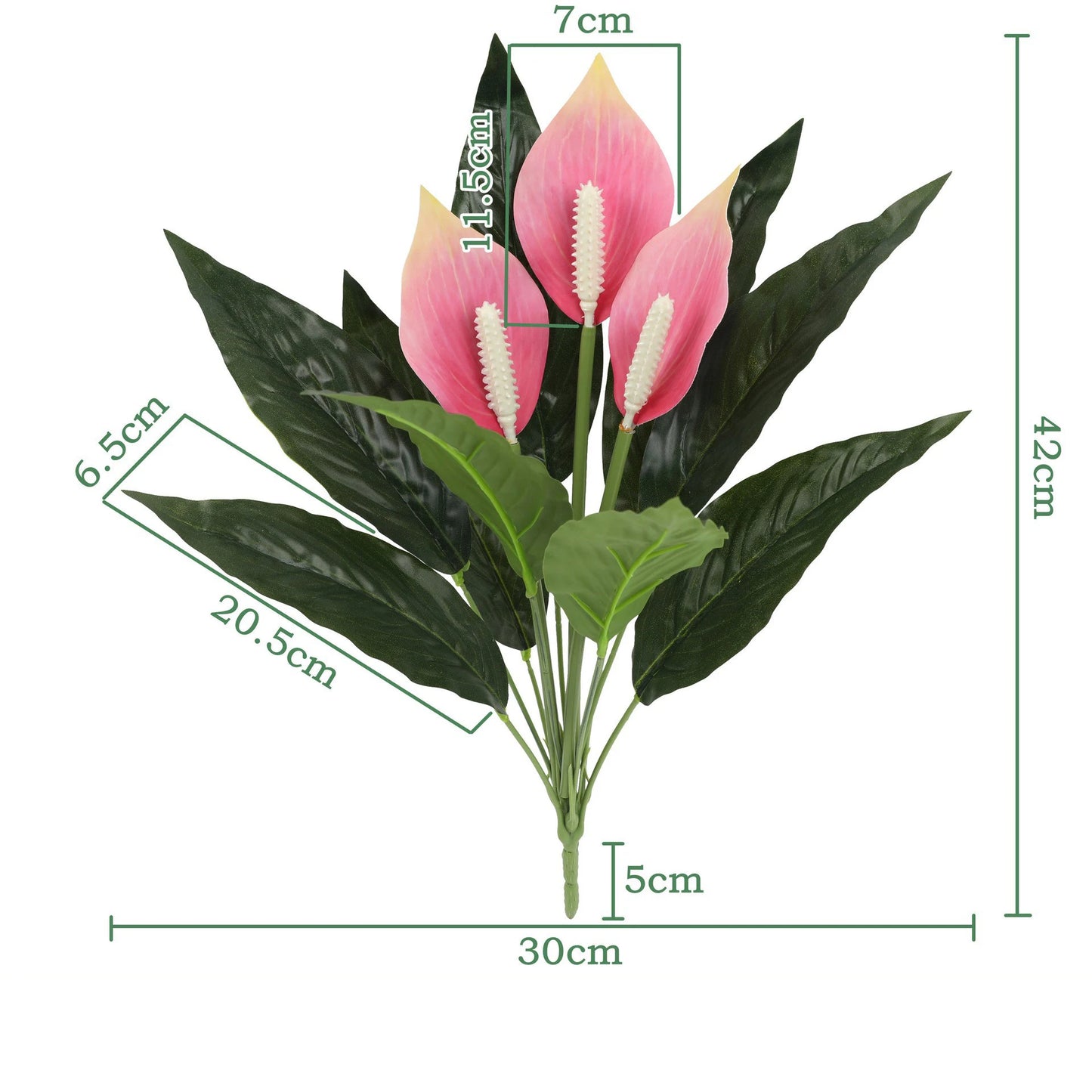 Yannew 4pcs UV Resistant Artificial Spathiphyllum Silk Flowers