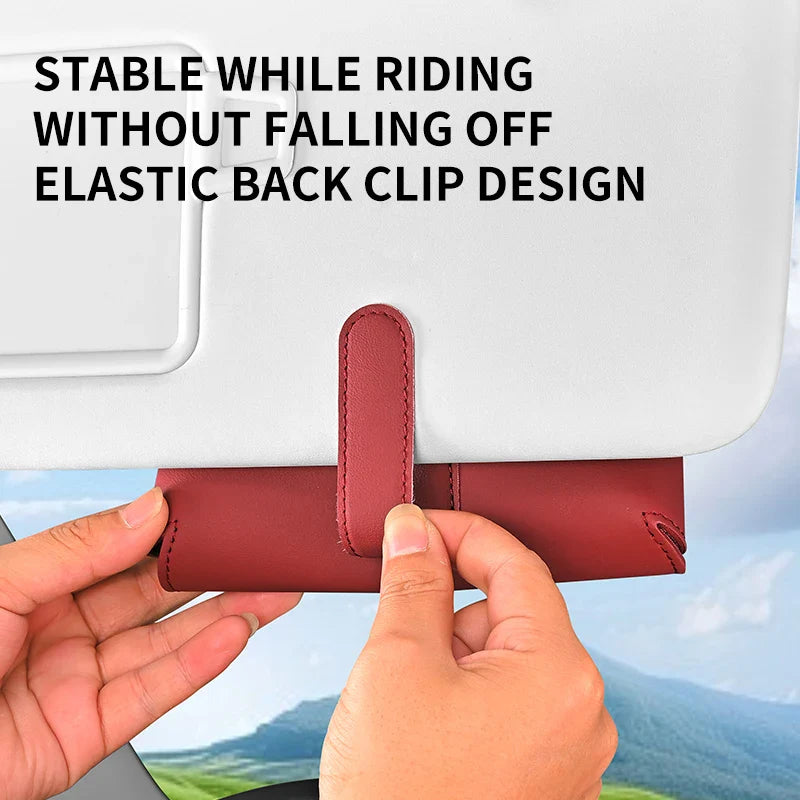 Car Sun Visor Magnetic Glasses Case | Faux Leather Organizer