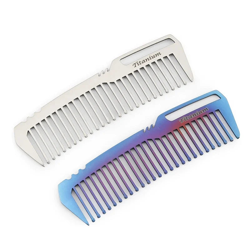 Non Rusting Pure Titanium Comb Portable Anti Static Hair Comb Mini Portable Titanium Alloy Combs EDC Super Light Titanium Combs Peaceful Pleasures Health and Wellness