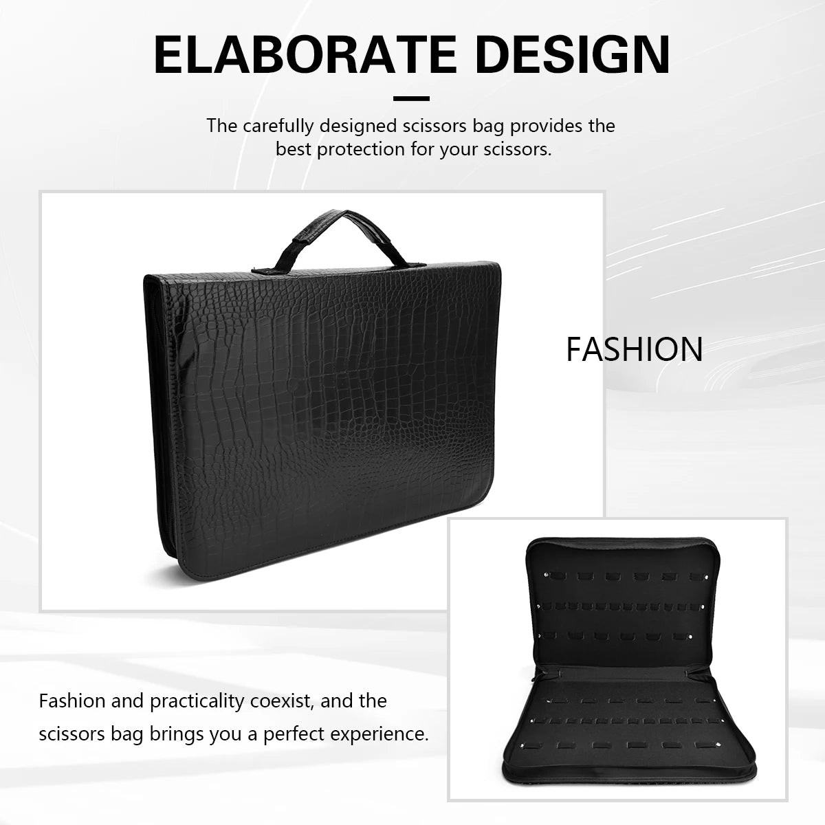 Large Capacity Barber Scissor Storage Bag Salon Leather Pouch Haircut Shears Holdster Bag Portable Hairdressing Storage Box Tool Peaceful Pleasures Health and Wellness