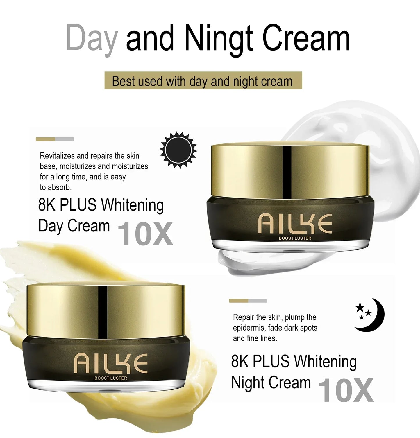AILKE Whitening Face Cream with Collagen & Glutathione – Day & Night Peaceful Pleasures Health and Wellness
