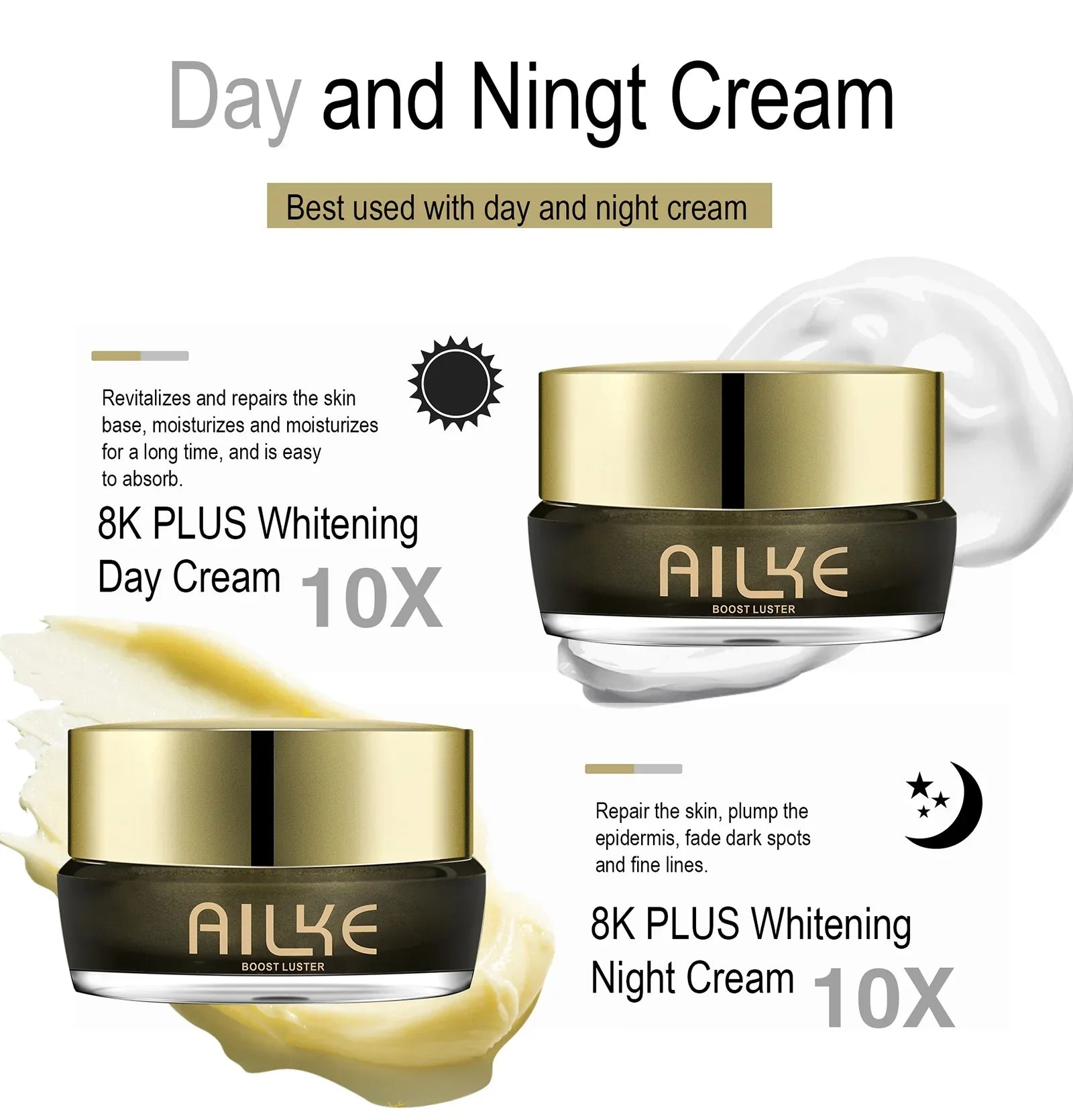 AILKE Whitening Face Cream with Collagen & Glutathione – Day & Night Peaceful Pleasures Health and Wellness