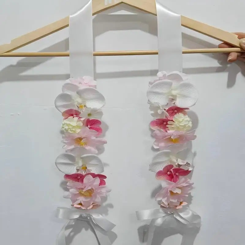 Handmade Satin Flower Graduation Sash | Floral Lei Gift
