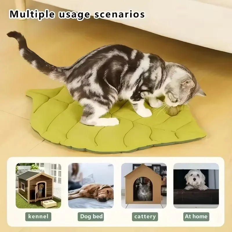 Leaf Shaped Reversible Pet Bed – Washable Non-Slip Cat Dog Mat