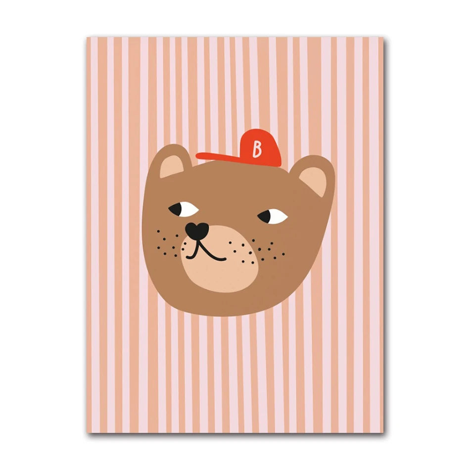 Cute Animals Canvas Print – Kids Nursery Wall Art Poster