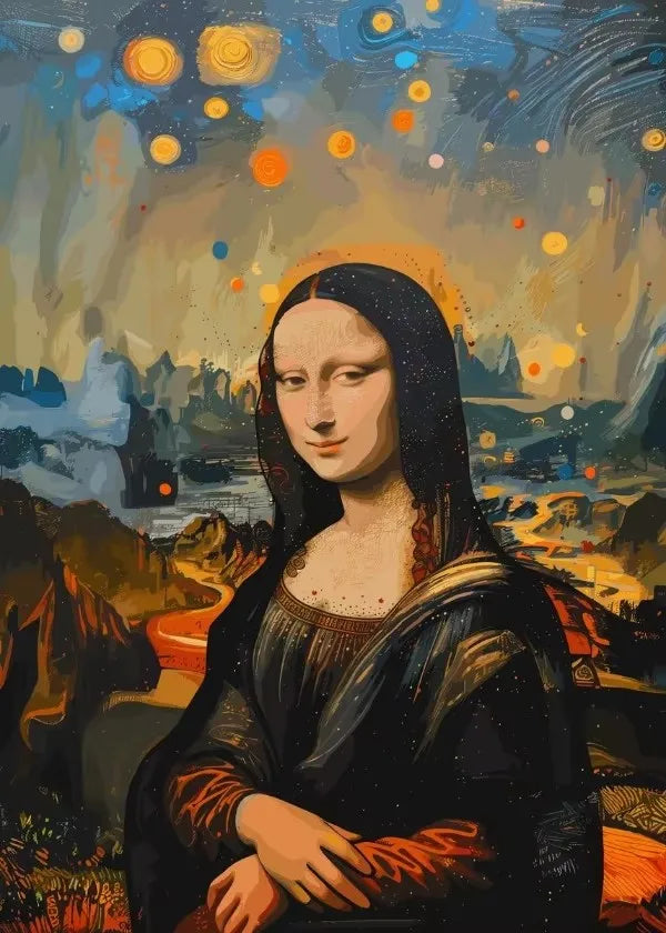 Watercolor Canvas Painting Graffiti Funny Posters Wall Art Picture Living Room Home Decor Gifts Interesting Mona Lisa Creative Peaceful Pleasures Health and Wellness T80360-08 20x30cm Unframed