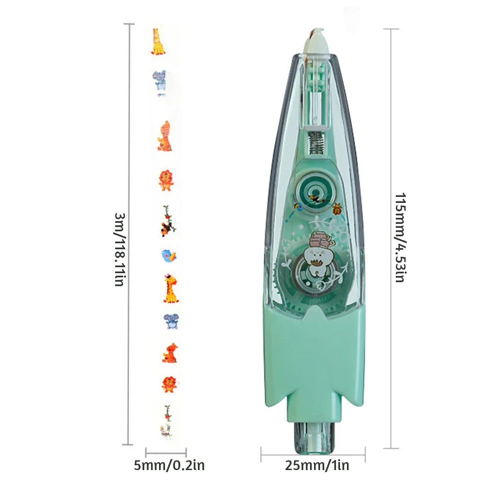 Correction Tape Decorative Sticker Pen Animal Press Type Decorative Pen Cute Pattern Decorative Tape Student Stationery Supplies Peaceful Pleasures Health and Wellness