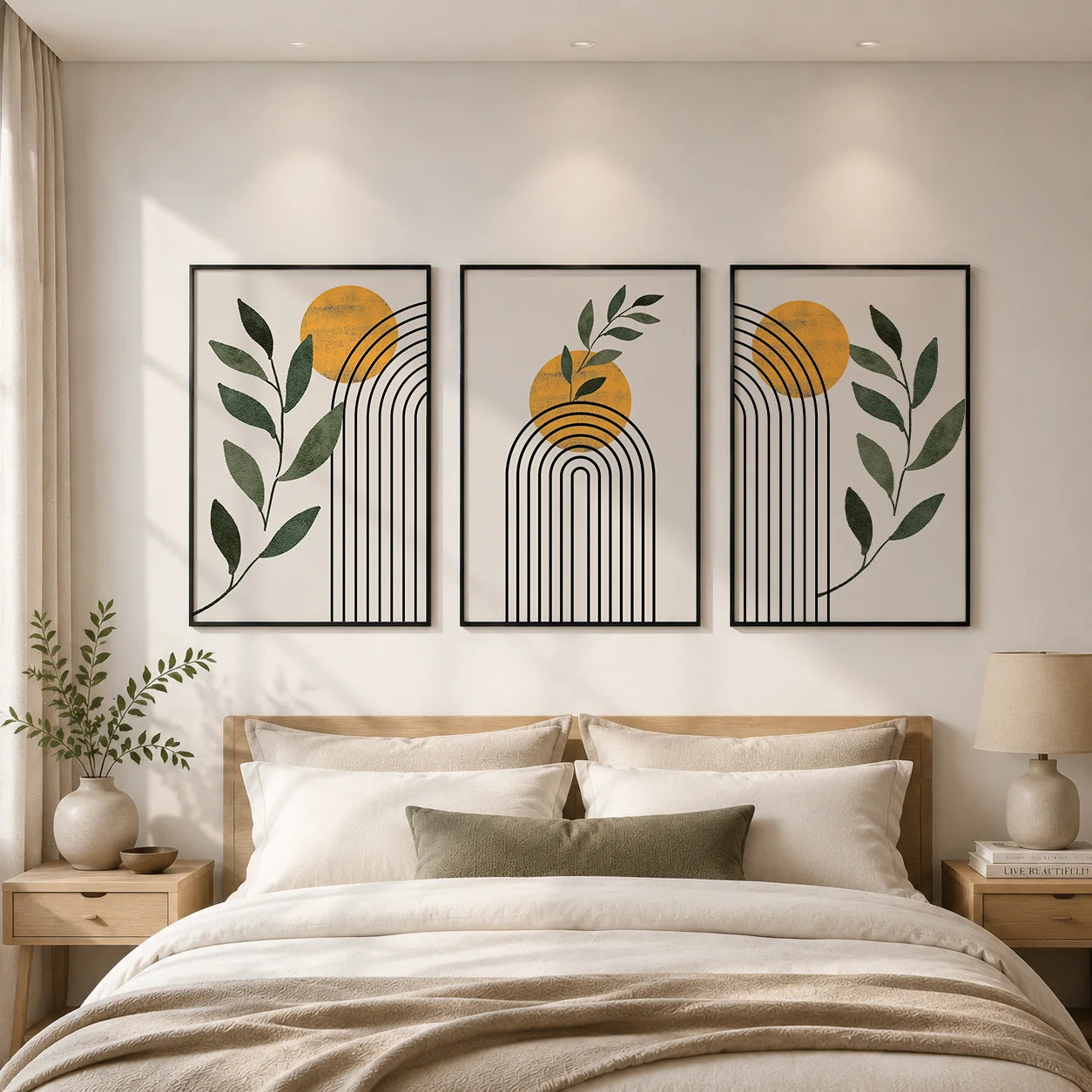 Abstract Wall Art Nordic Boho Canvas Painting Nordic Style Poster Prints for Bedroom Living Room Wall Decor Peaceful Pleasures Health and Wellness